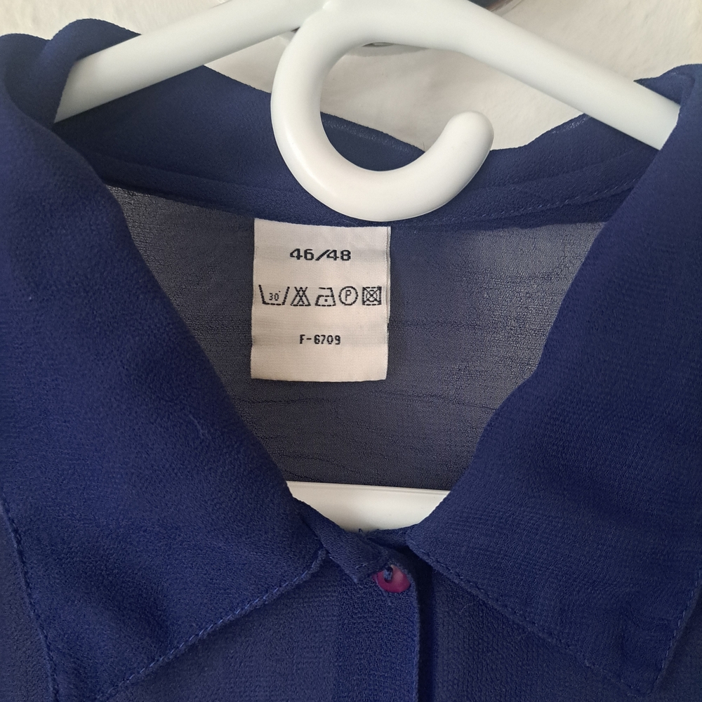 Sheer Navy Button-Up Blouse - Picture 2 of 4